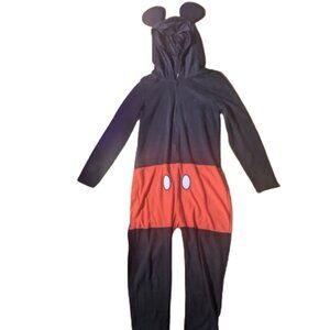 DISNEY MICKEY MOUSE Fleece Hooded Onesie Pajamas Fist Size Small
